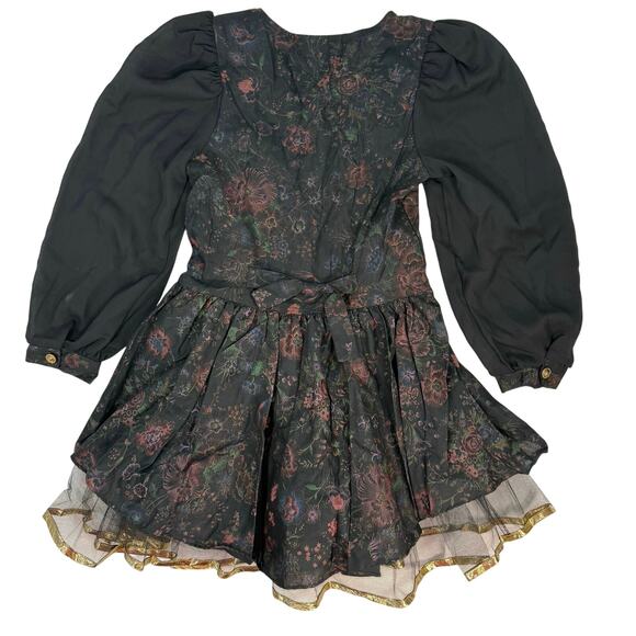 Vintage 90s Amy Too! Byer California Girls 12 Floral Party Dress Puff Sleeve - Picture 3 of 9